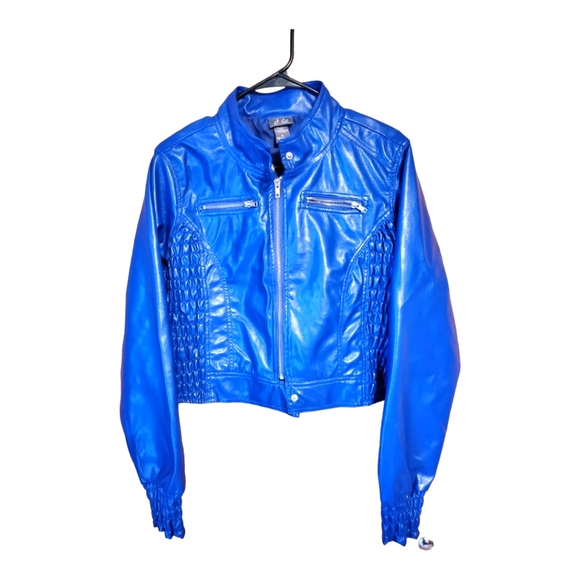 Dots Jackets & Blazers - Dots, Size M, Faux Blue Bomber Jacket 🏍
